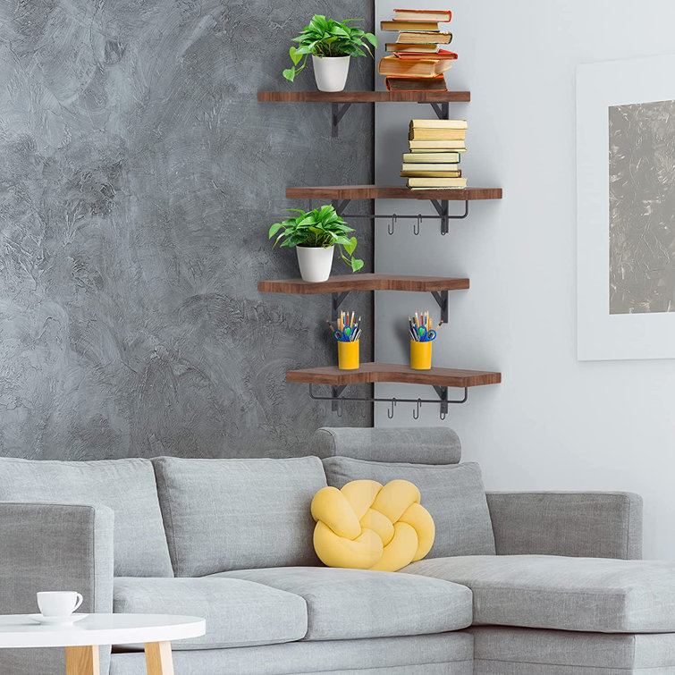 17 Stories 4 Piece Paulownia Solid Wood Corner Shelf Wayfair Canada